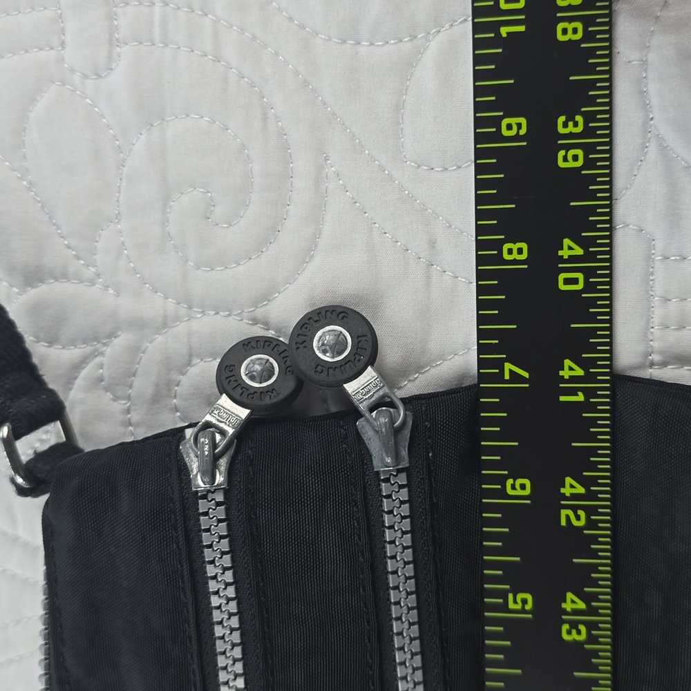 Kipling Black Nylon Crossbody Bag Multi Zip Lightweight Travel Everyday Purse - Picture 7 of 8